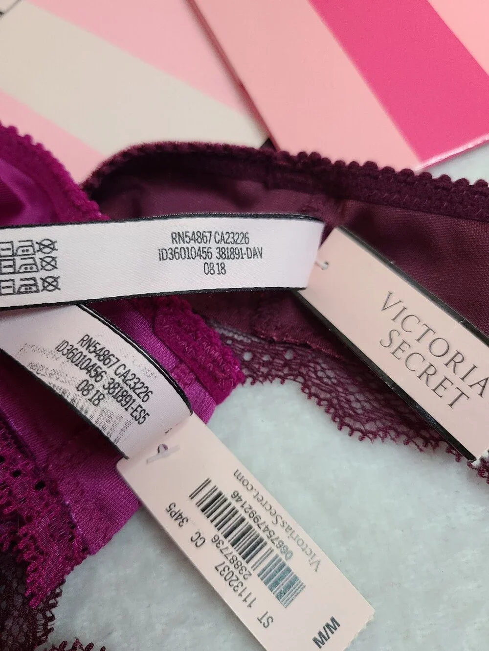 Retired VS Dream Angels 2pk Crushed Velvet & Lace Thong Panties Size M